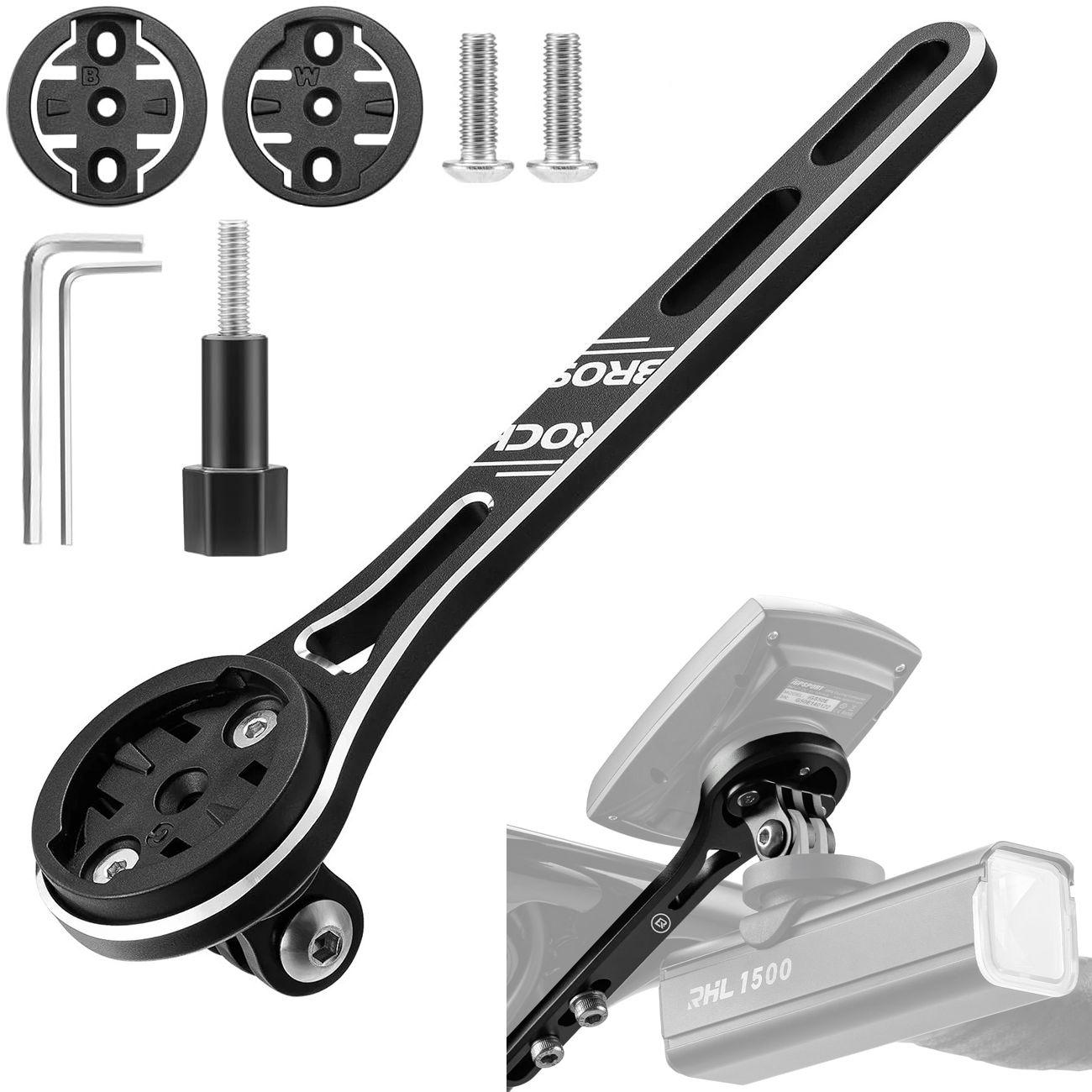 RockBros | Aluminiowy Uchwyt pod Kierownicę do Licznika Komputera Garmin Bryton Wahoo GPS + GoPro Varia