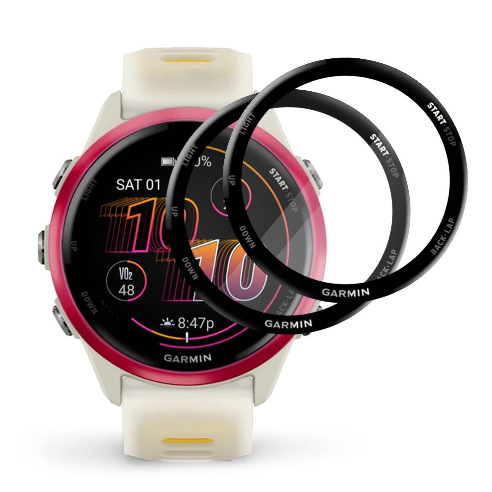 2x Szkło Hybrydowe | FULL COVER | Black do Garmin Forerunner 570 42mm