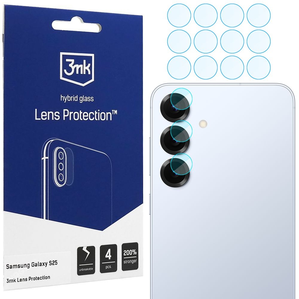 4x 3mk Lens Protection | Szkło Hybrydowe na Obiektyw Aparat do Samsung Galaxy S25 |