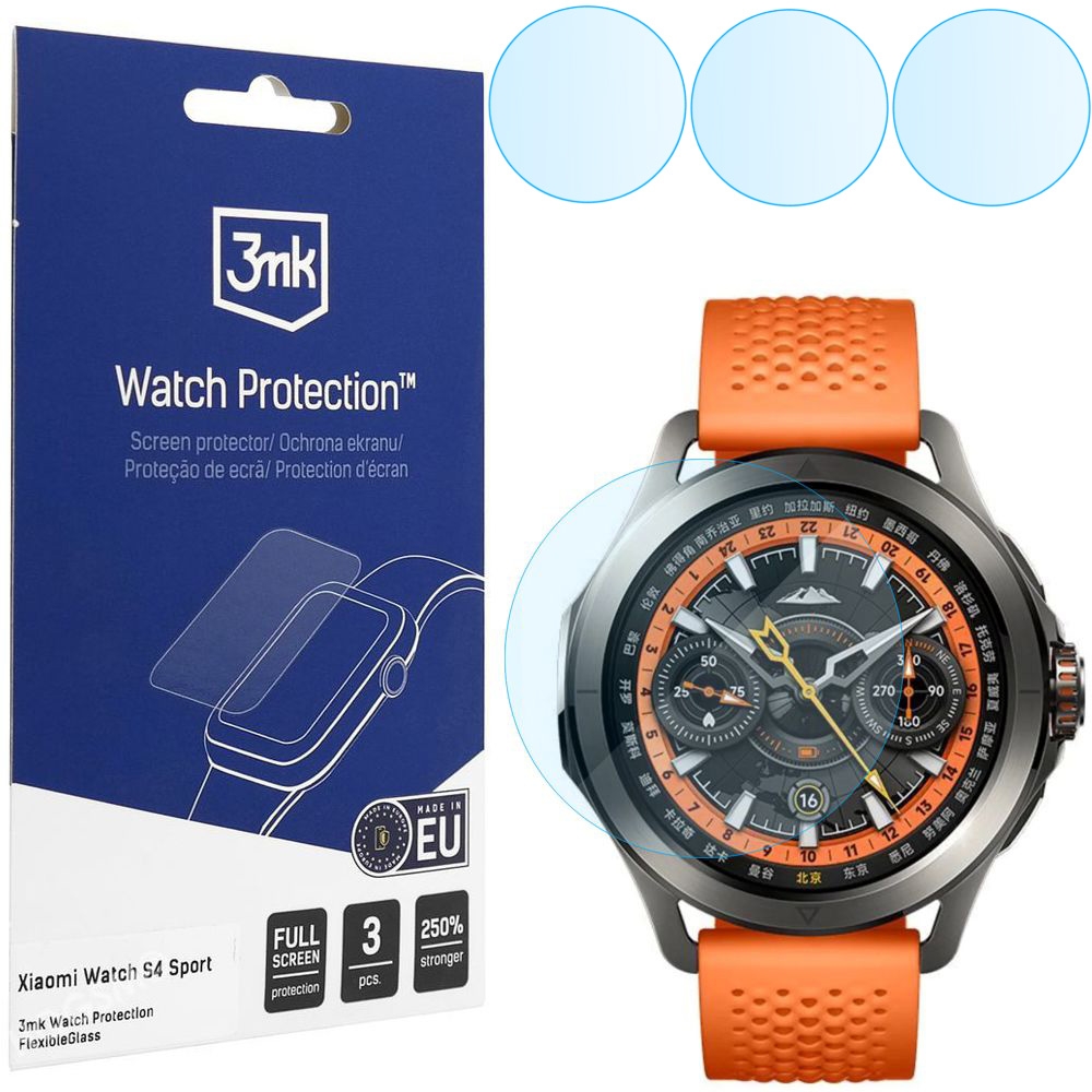 3x Szkło Hybrydowe 3mk Watch Protection do Xiaomi Watch S4 Sport
