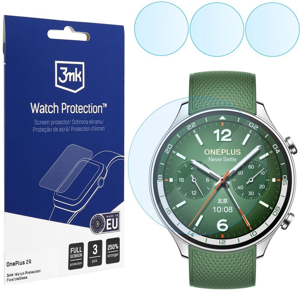 3x Szkło Hybrydowe 3mk Watch Protection do OnePlus Watch 2R