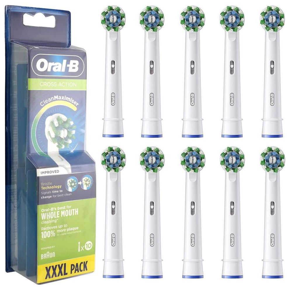 Oral-B | Cross Action XXXL Pack | Końcówki do Szczoteczki Elektrycznej | Białe | 10 sztuk
