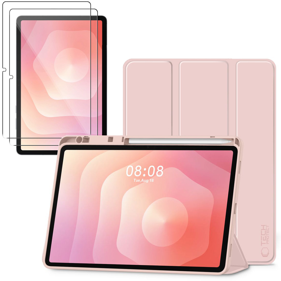Zamykane Etui Smart Case na Pencil | Pink + 2x SZKŁO do Samsung Galaxy Tab S11