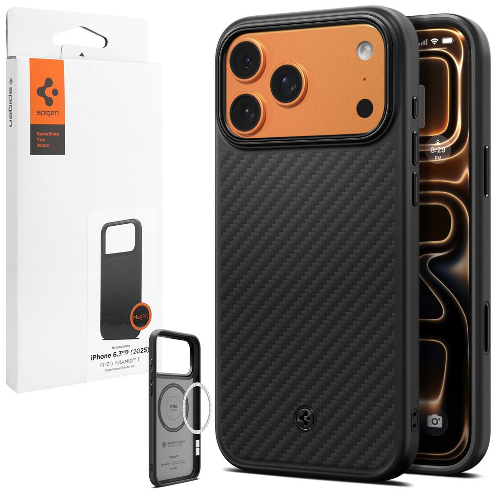 Etui SPIGEN Enzo Aramid MagSafe | Black do Apple iPhone 17 Pro |
