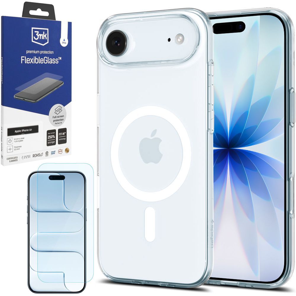 Etui SPIGEN Liquid Crystal MagSafe | Clear White + SZKŁO 3mk do Apple iPhone Air