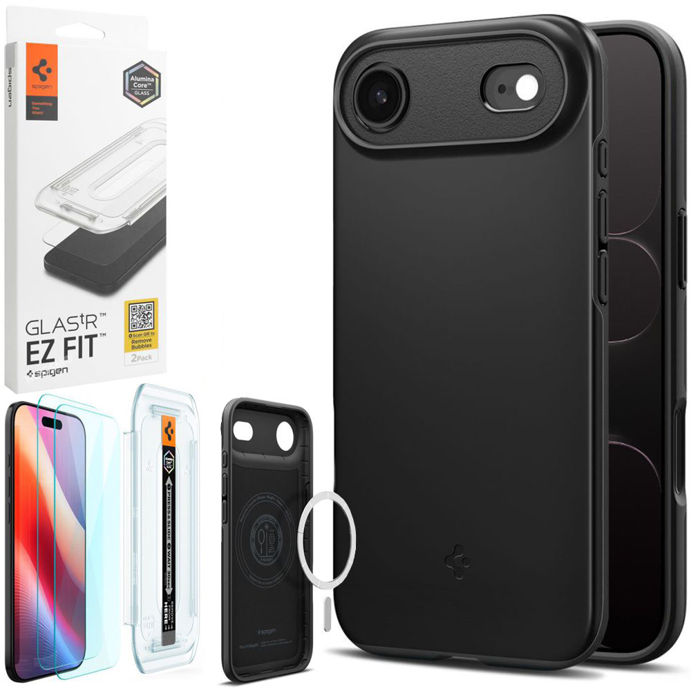 Etui SPIGEN Thin Fit MagSafe | Black + 2x SZKŁO Spigen do Apple iPhone Air