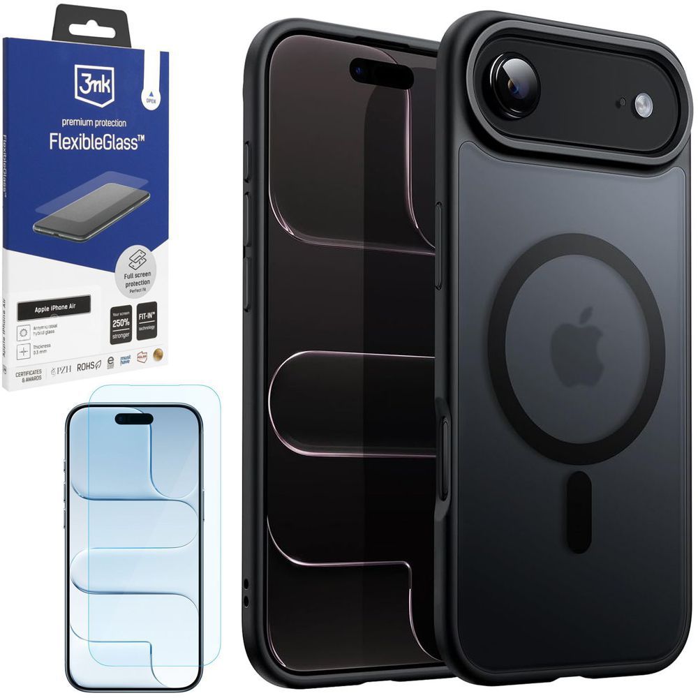 Etui Hybrydowe Matte Case z MagSafe | Black + SZKŁO 3mk do Apple iPhone Air
