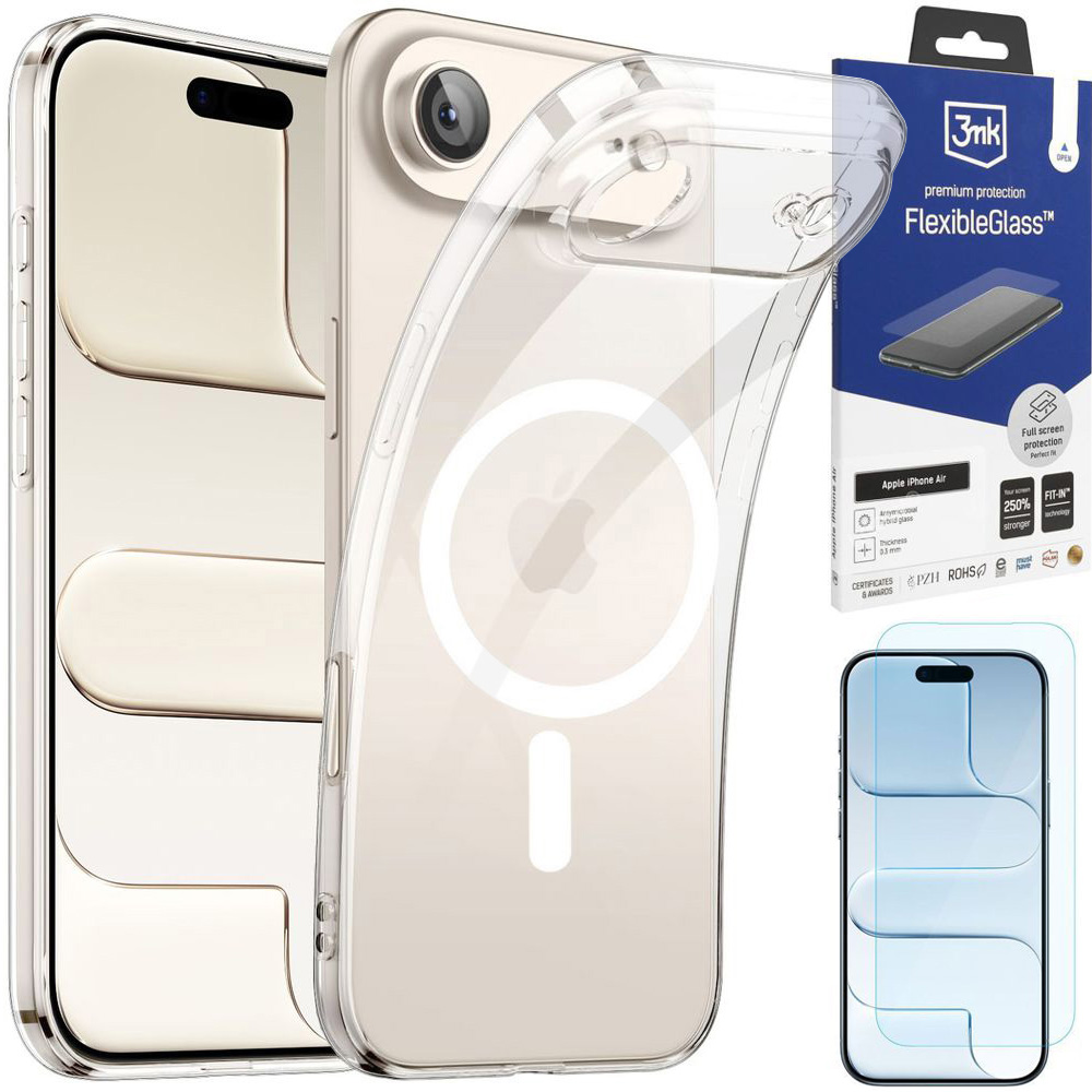 Cienkie Etui Flex MagSafe | Clear + SZKŁO 3mk do Apple iPhone Air
