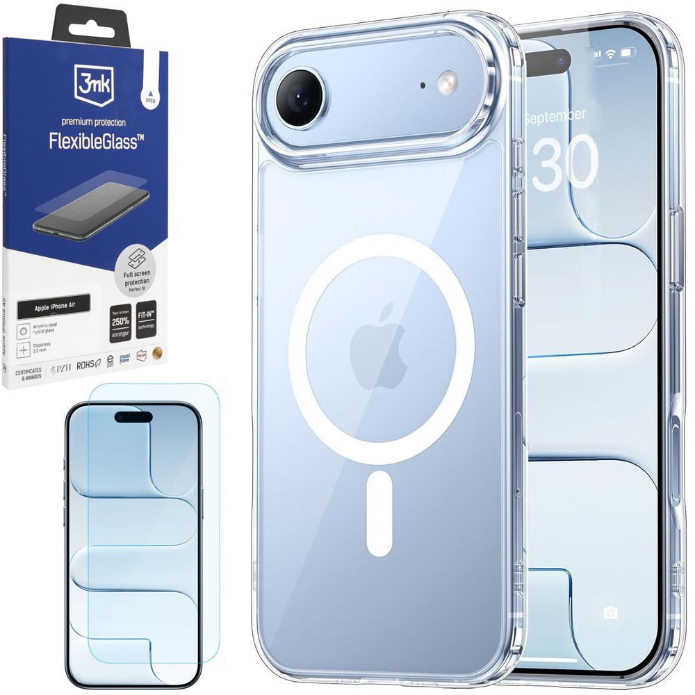 Etui JCPAL DualPro MagSafe Case | Crystal Clear + SZKŁO 3mk do Apple iPhone Air