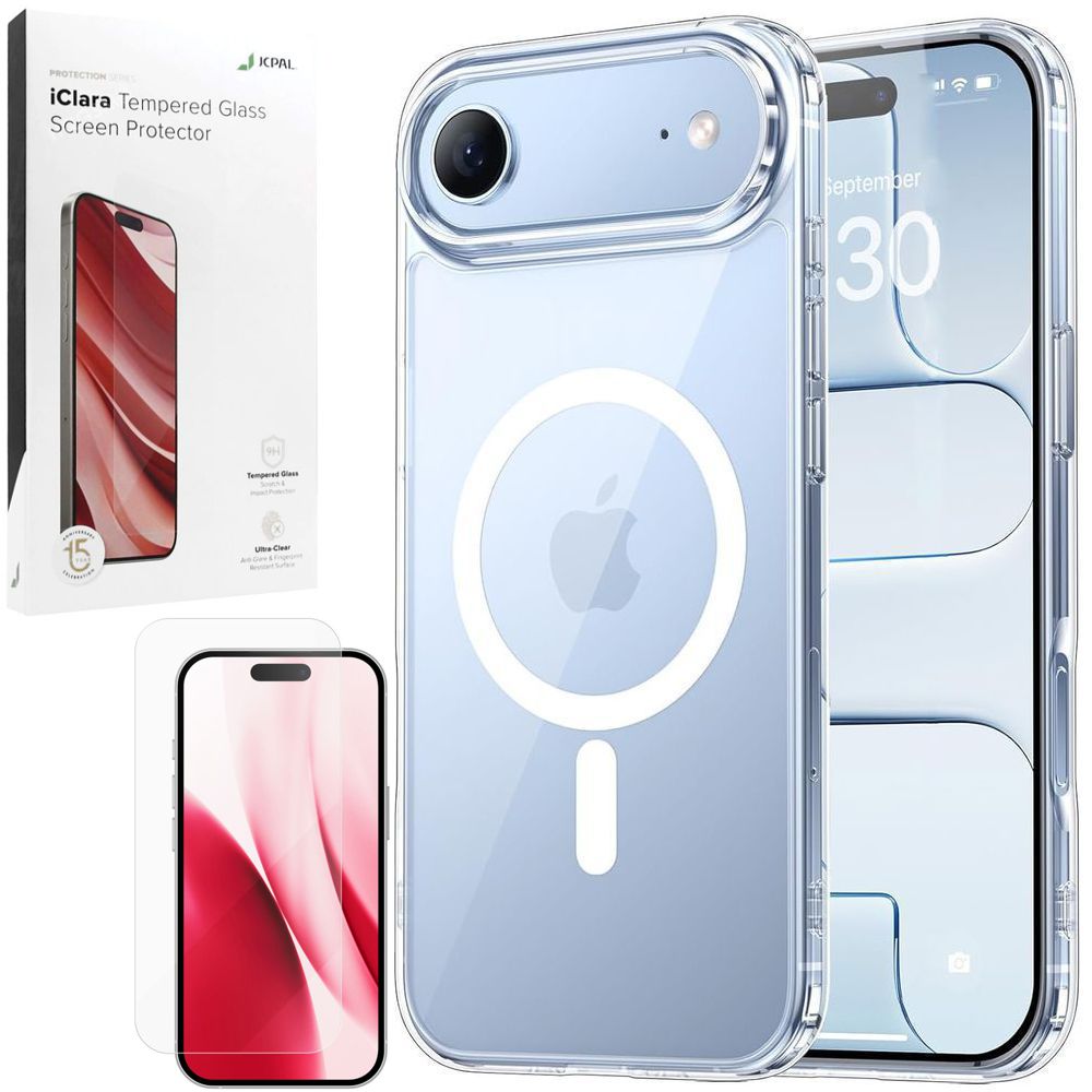 Etui JCPAL DualPro MagSafe Case | Crystal Clear + SZKŁO JCPAL iClara do Apple iPhone Air