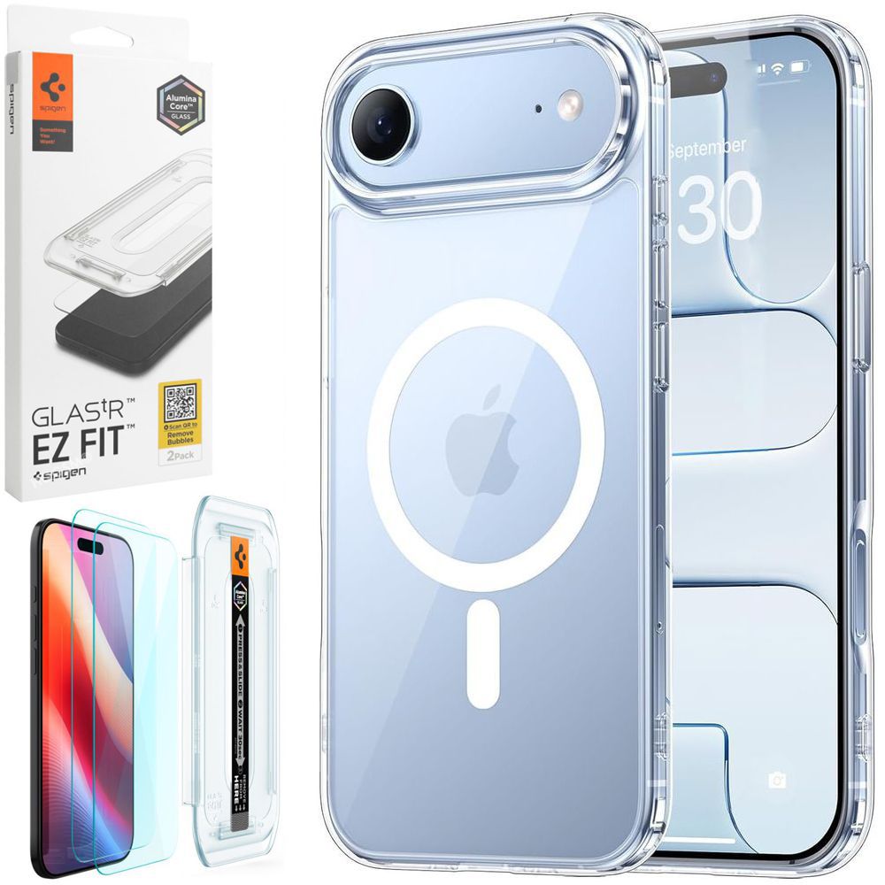 Etui JCPAL DualPro MagSafe Case | Crystal Clear + 2x SZKŁO Spigen do Apple iPhone Air