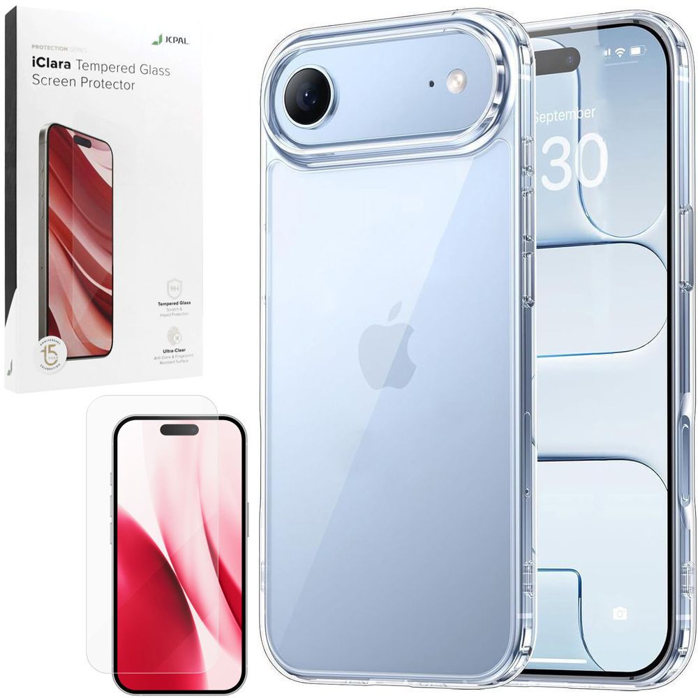 Etui JCPAL DualPro Case | Crystal Clear + SZKŁO JCPAL iClara do Apple iPhone Air