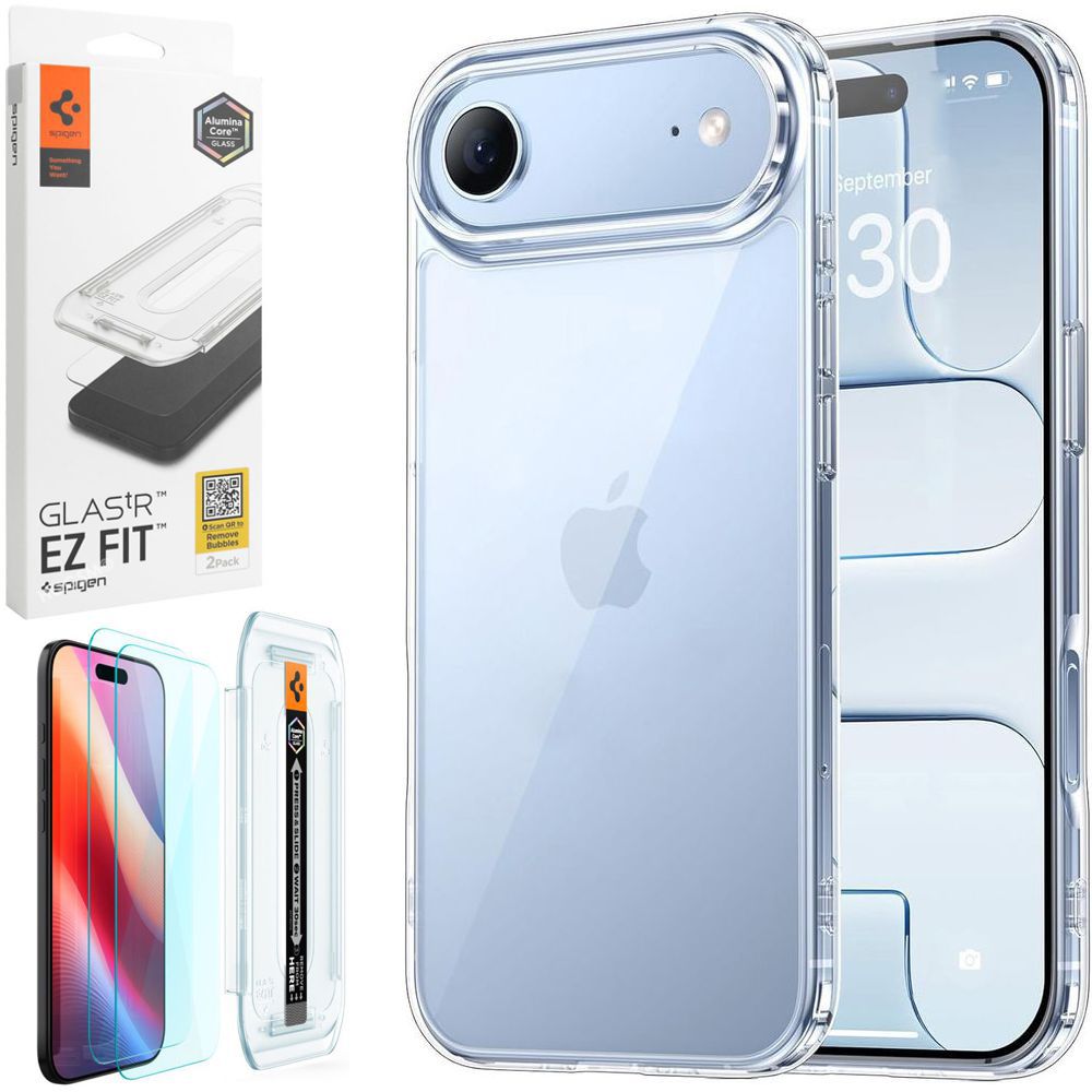 Etui JCPAL DualPro Case | Crystal Clear + 2x SZKŁO Spigen do Apple iPhone Air