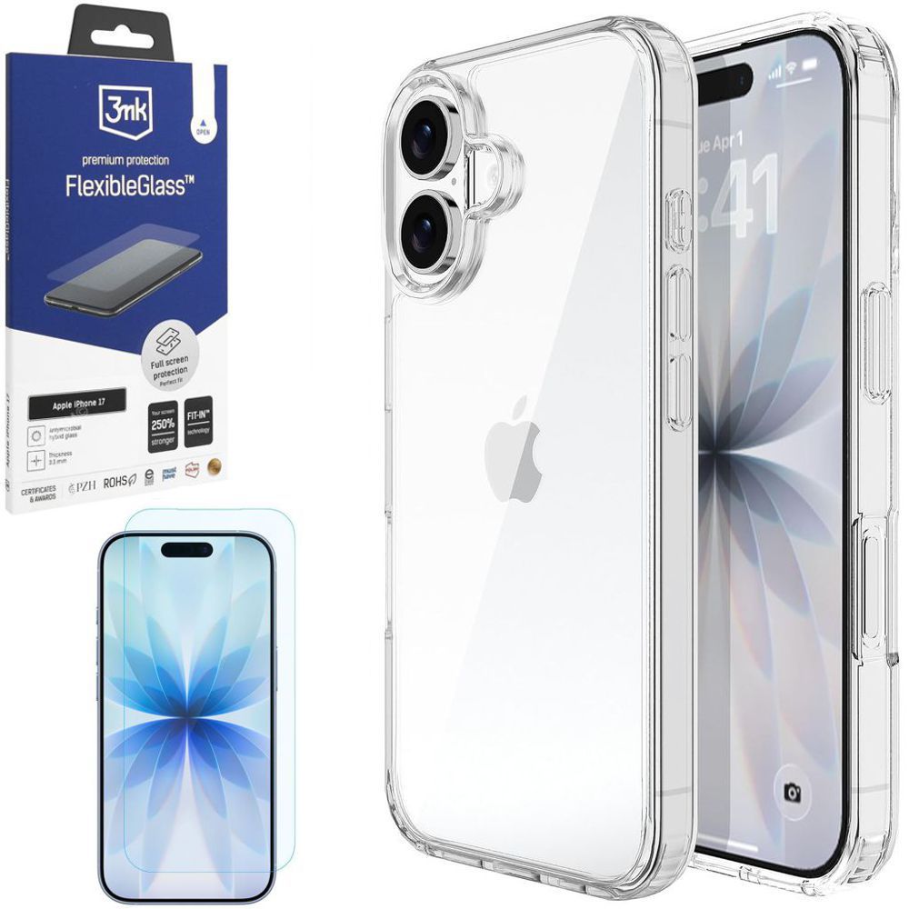 Etui JCPAL DualPro Case | Crystal Clear + SZKŁO 3mk do Apple iPhone 17 |