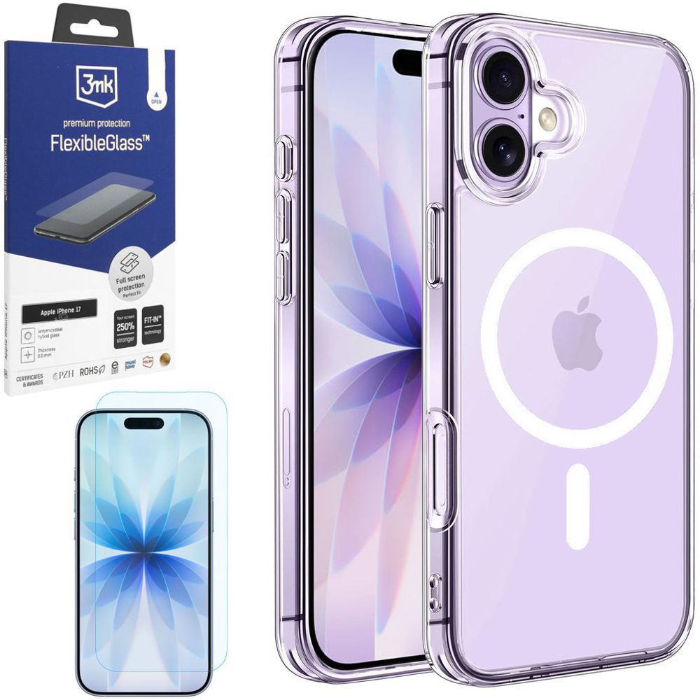 Etui Hybrydowe Clear Case z MagSafe | Crystal + SZKŁO 3mk do Apple iPhone 17 |