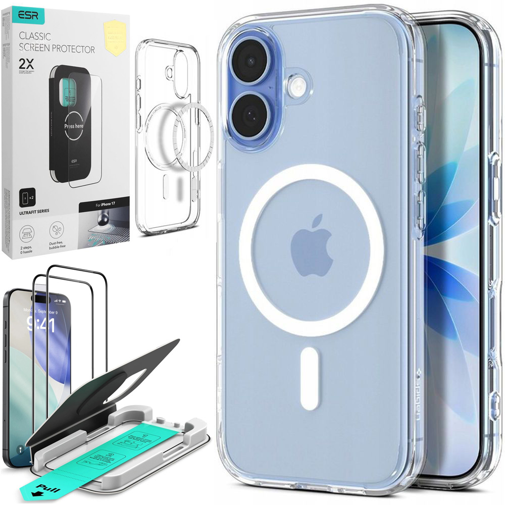 Etui SPIGEN Ultra Hybrid MagSafe | Clear White + 2x SZKŁO ESR do Apple iPhone 17 |