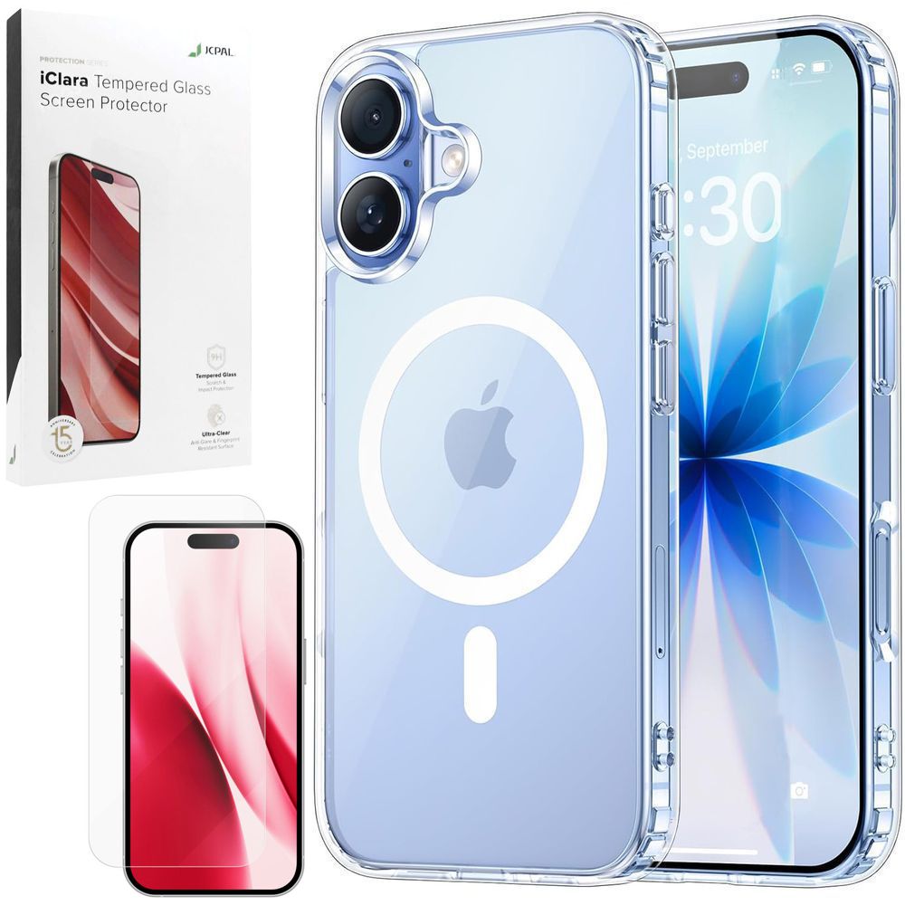 Etui JCPAL DualPro MagSafe Case | Crystal Clear + SZKŁO JCPAL iClara do Apple iPhone 17 |