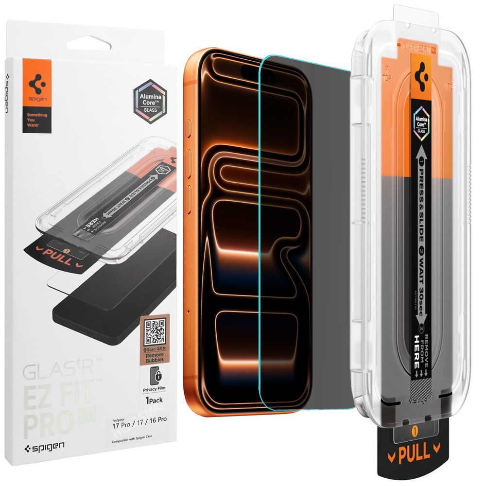 Szkło Prywatyzujące SPIGEN EZ Fit PRIVACY AluminaCore do Apple iPhone 17 / 17 Pro