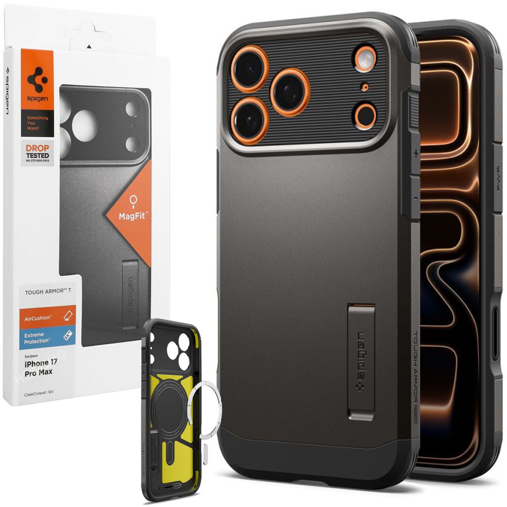 Pancerne Etui SPIGEN Tough Armor &#8222;T&#8221; z MagSafe | Gunmetal do Apple iPhone 17 Pro Max