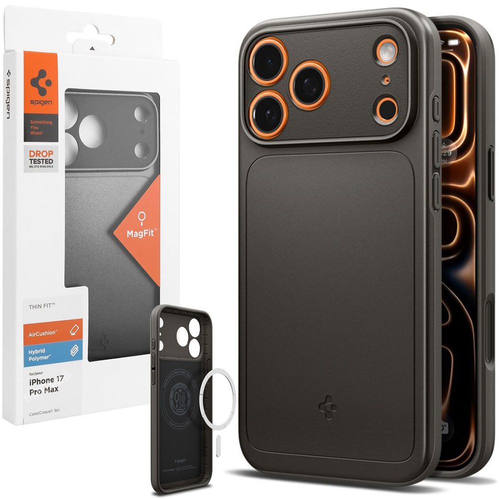 Etui SPIGEN Thin Fit MagSafe | Gunmetal do Apple iPhone 17 Pro Max