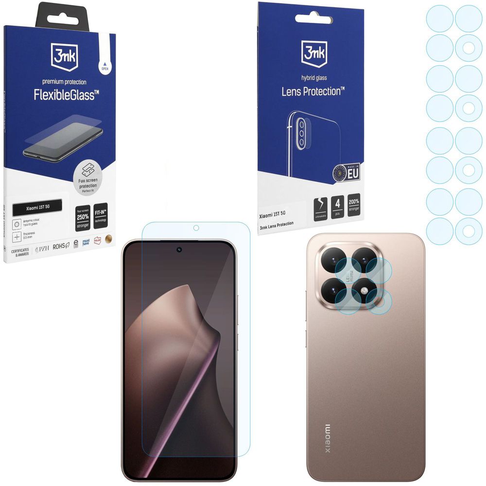 SZKŁO 3mk Flexible Glass + 4x SZKŁO na Aparat do Xiaomi 15T 5G