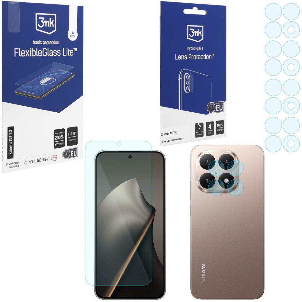 SZKŁO 3mk Flexible Glass Lite + 4x SZKŁO na Aparat do Xiaomi 15T 5G