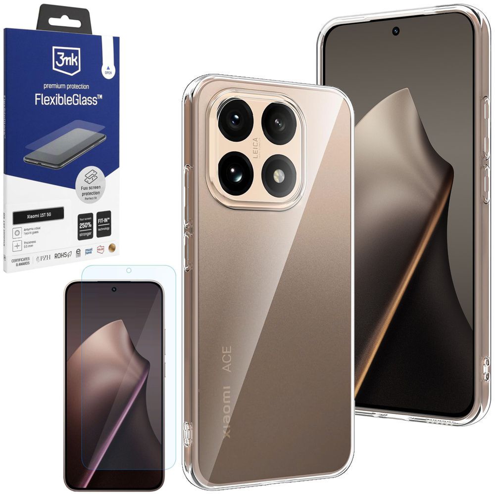 Etui 3mk Clear Case | Bezbarwne + SZKŁO 3mk Flexible Glass do Xiaomi 15T 5G
