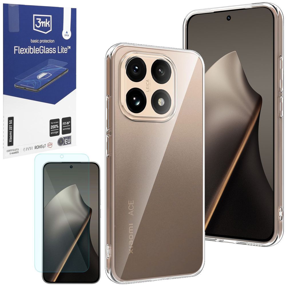 Etui 3mk Clear Case | Bezbarwne + SZKŁO 3mk Flexible Glass Lite do Xiaomi 15T 5G