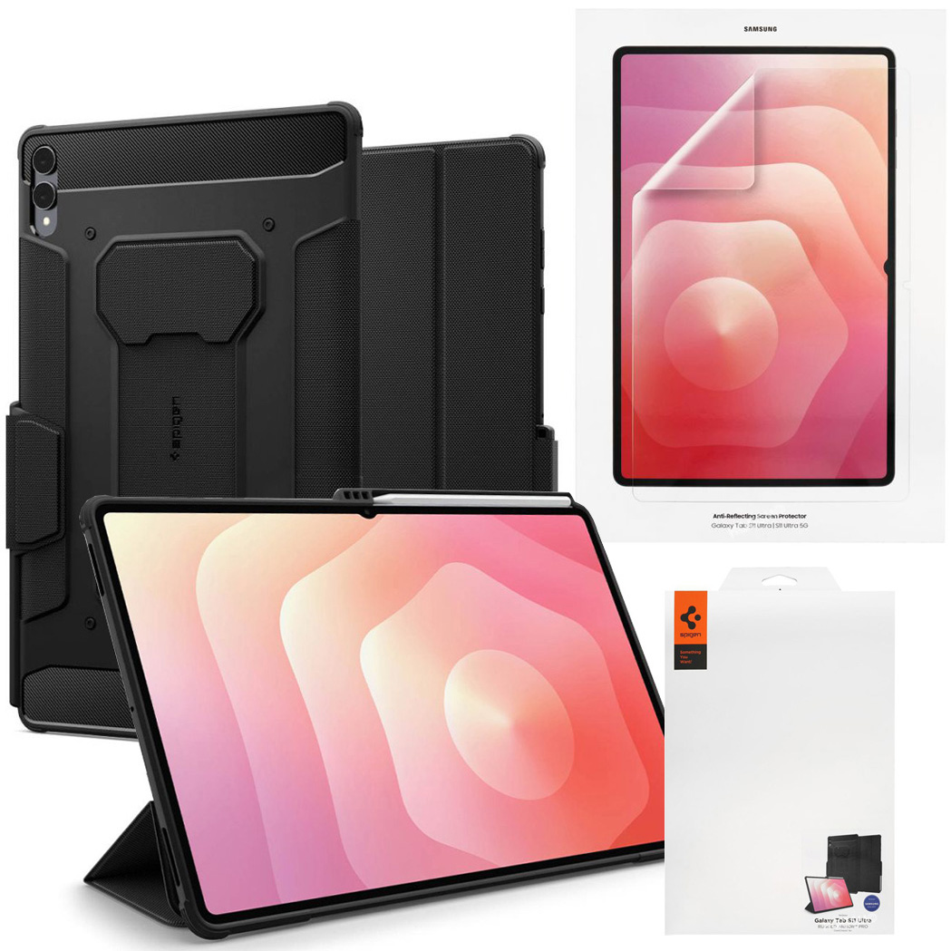 Etui SPIGEN Rugged Armor PRO | Black + FOLIA Samsung do Samsung Galaxy Tab S11 Ultra