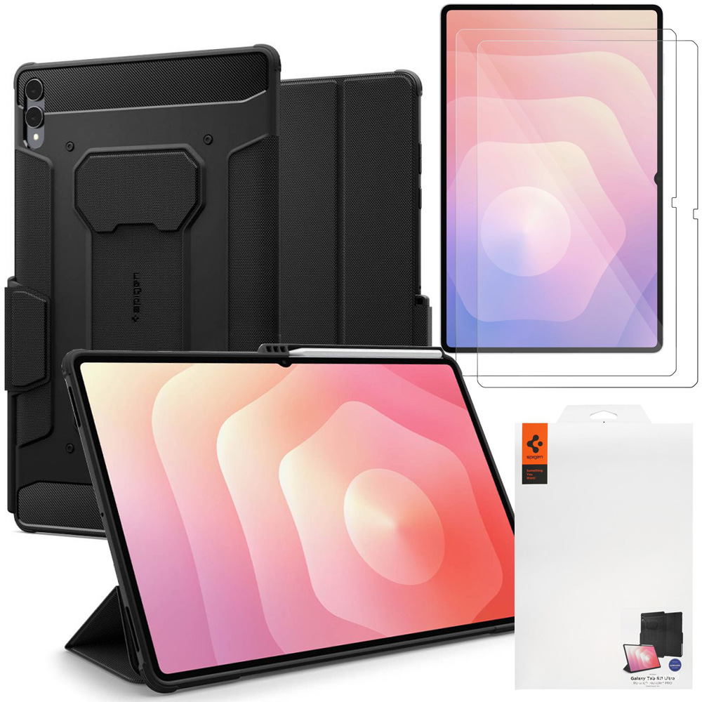 Etui SPIGEN Rugged Armor PRO | Black + 2x SZKŁO do Samsung Galaxy Tab S11 Ultra
