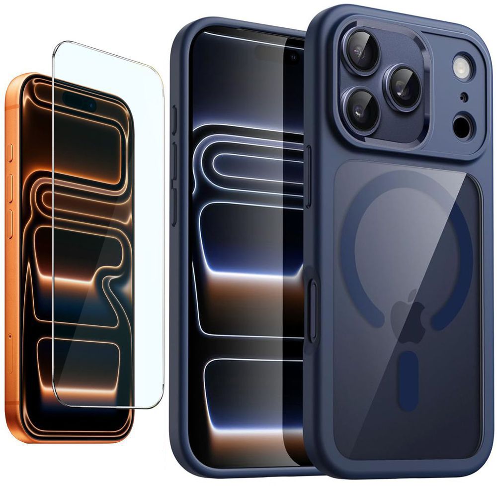 Etui Hybrydowe Clear Case z MagSafe | Deep Blue + SZKŁO do Apple iPhone 17 Pro |