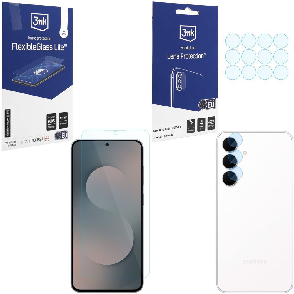 SZKŁO 3mk Flexible Glass Lite + 4x SZKŁO na Aparat do Samsung Galaxy S25 FE