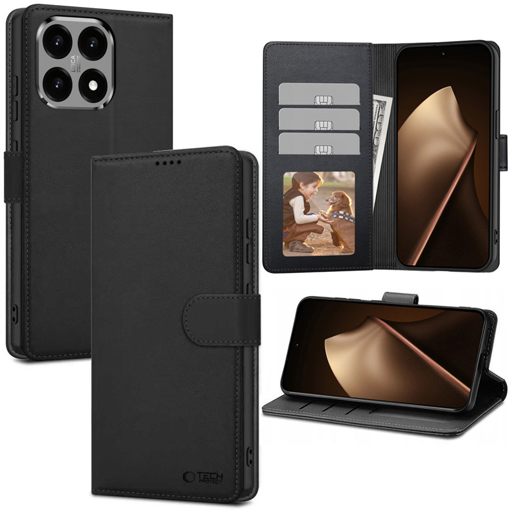 Etui z Klapką Wallet Case | Czarne do Xiaomi 15T 5G