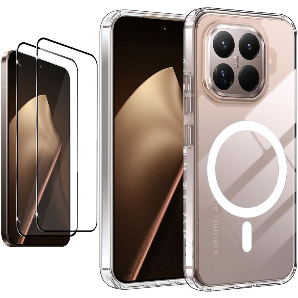 Etui Hybrydowe Clear Case z MagSafe | Crystal + 2x SZKŁO 5D do Xiaomi 15T Pro 5G