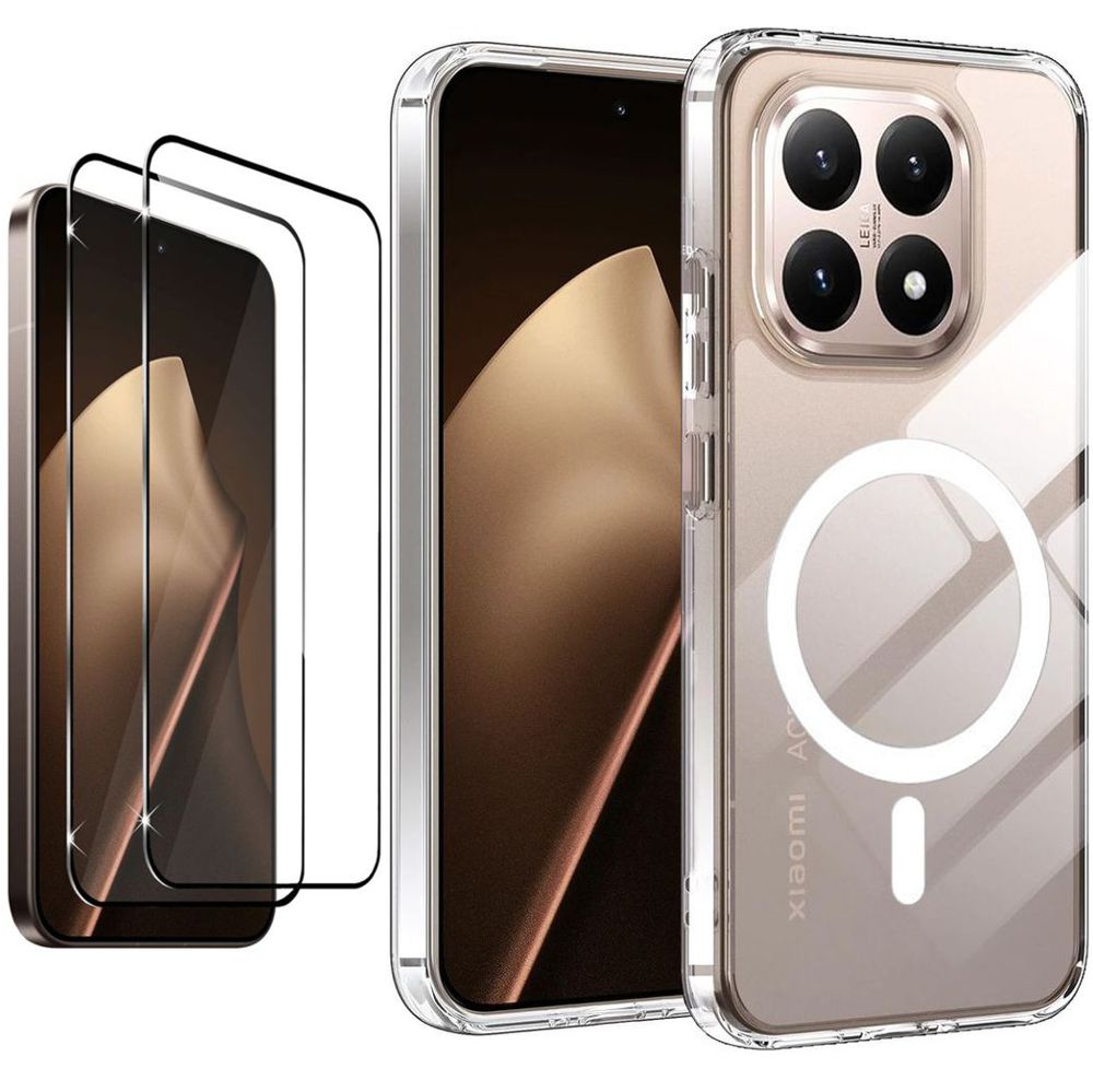 Etui Hybrydowe Clear Case z MagSafe | Crystal + 2x SZKŁO 5D do Xiaomi 15T 5G