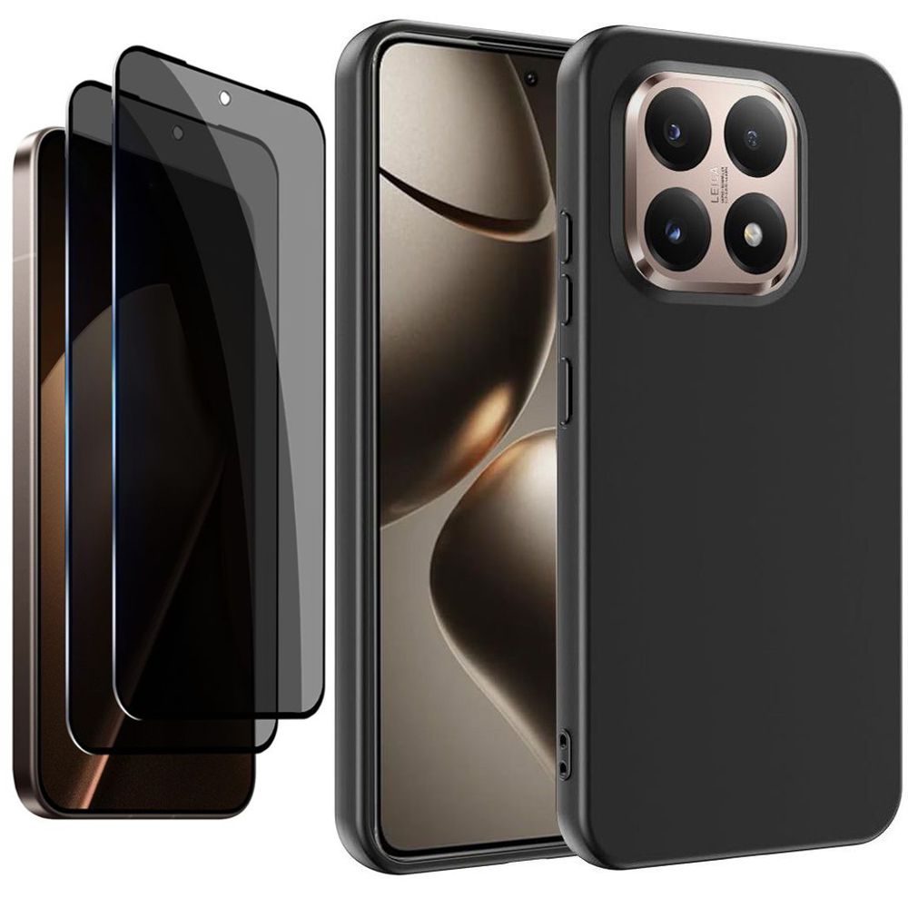 Cienkie Etui 3mk Matt Case | Black + 2x SZKŁO Privacy do Xiaomi 15T 5G