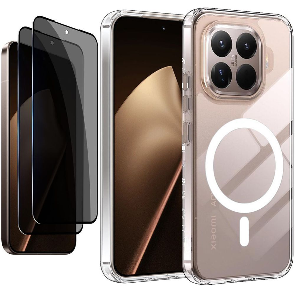 Etui Hybrydowe Clear Case z MagSafe | Crystal + 2x SZKŁO Privacy do Xiaomi 15T Pro 5G