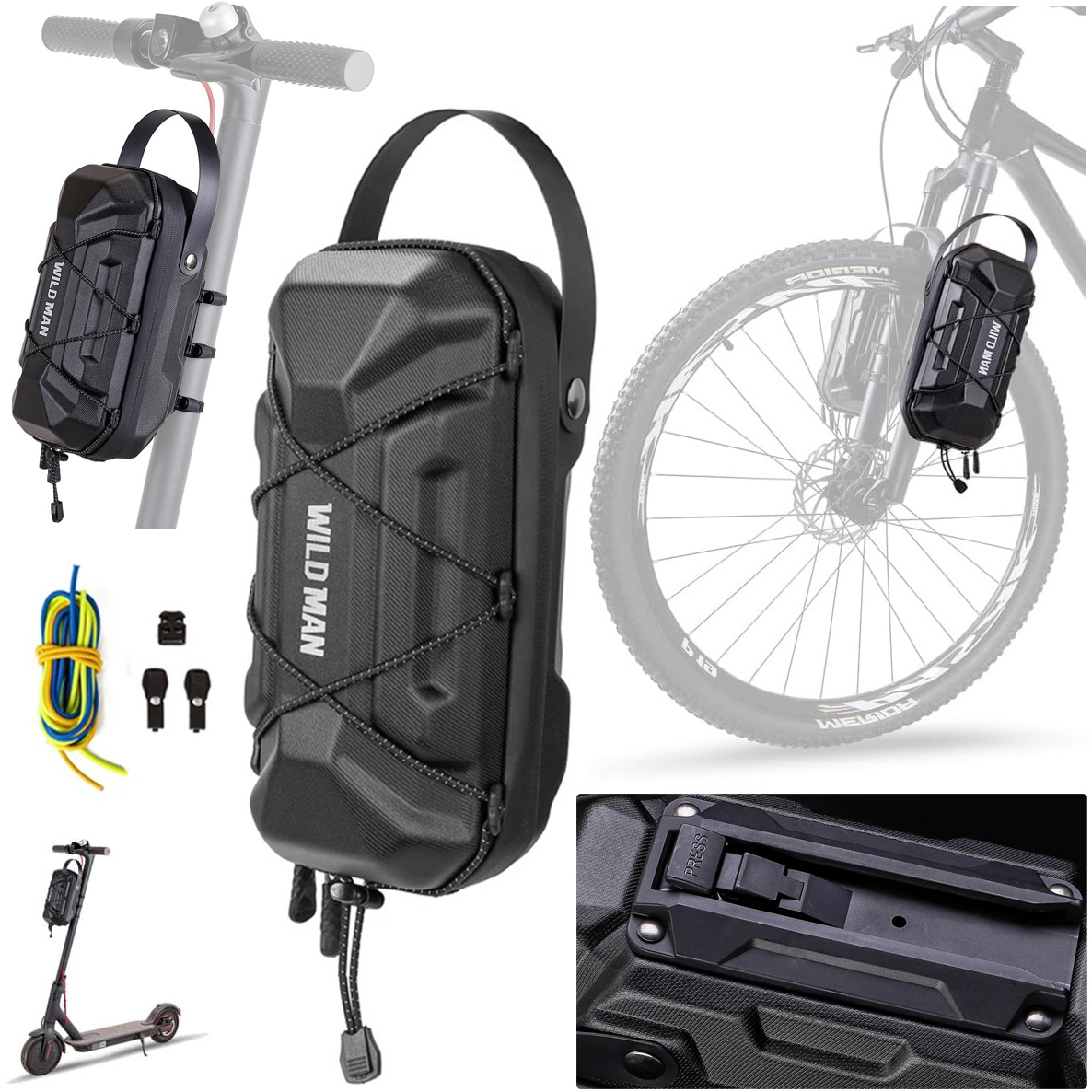 Wodoodporna Sakwa Torba na Hulajnogę Kierownicę Rower | 3l + Uchwyt Szybkiego Zwalniania