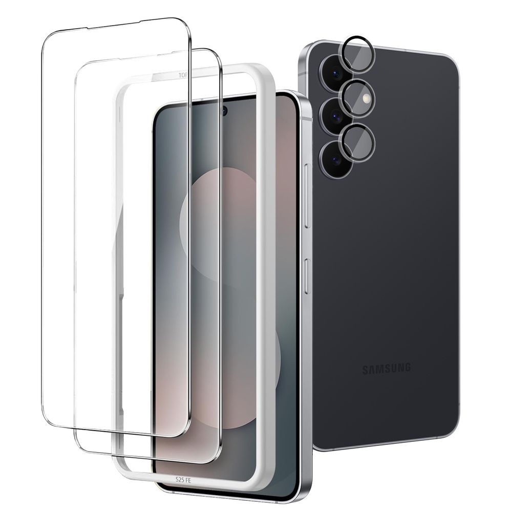 ZESTAW: 2x Szkło Hartowane + Aplikator + Osobne Szkła na Aparat do Samsung Galaxy S25 FE