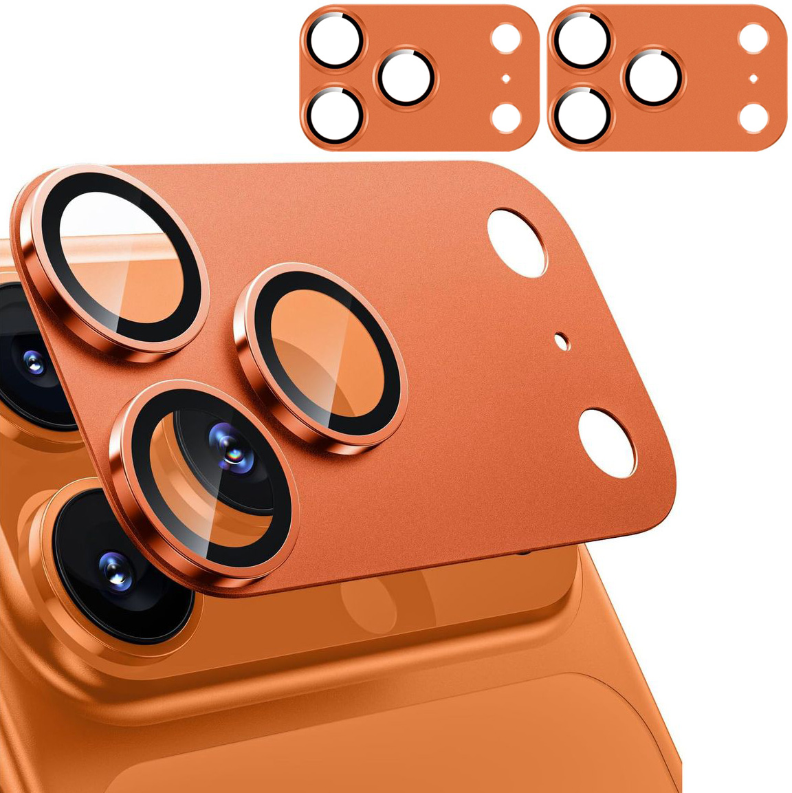 2x CamRing Alu | Szkło na Aparat Nakładka | Pomarańczowe do Apple iPhone 17 Pro Max
