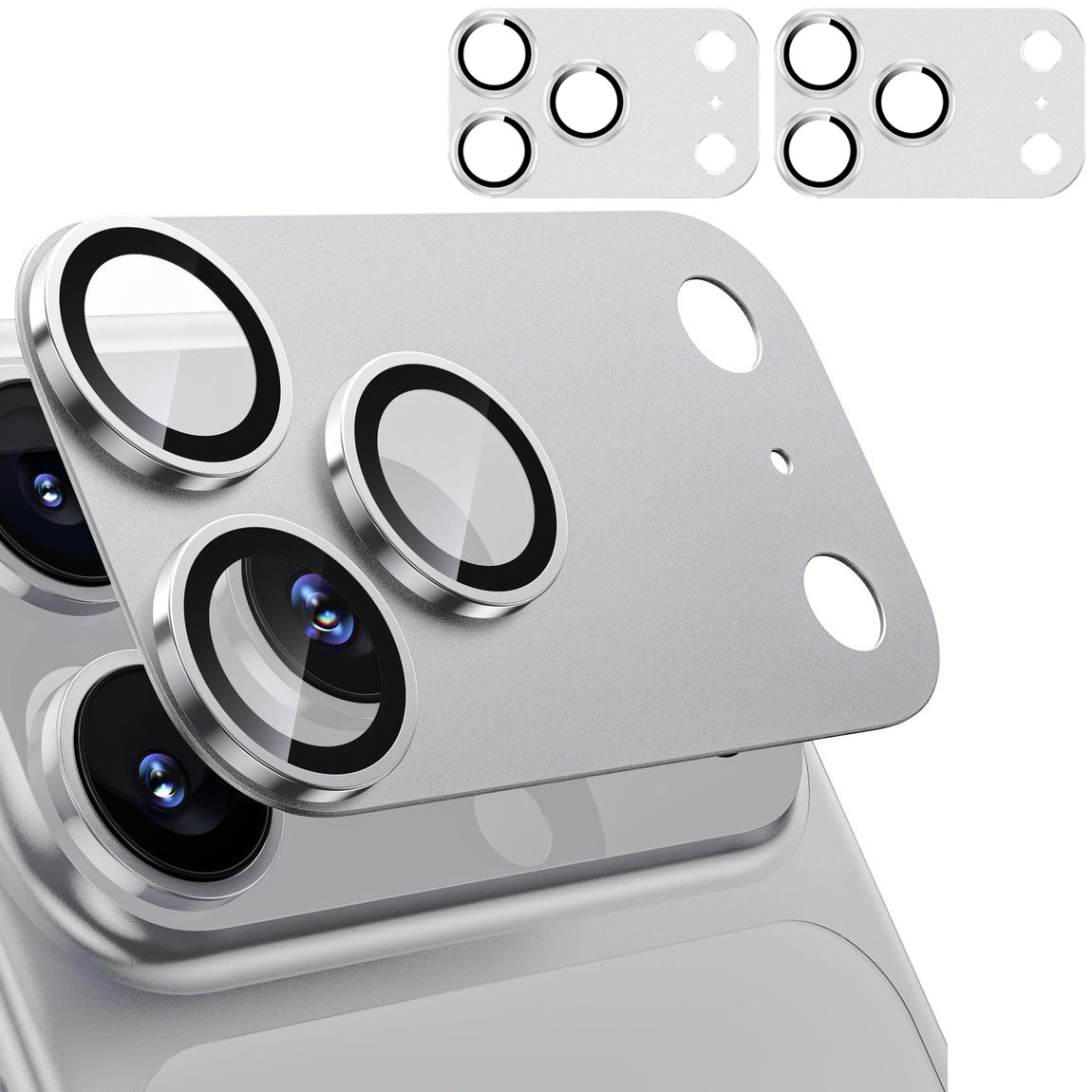 2x CamRing Alu | Szkło na Aparat Nakładka | Srebrne do Apple iPhone 17 Pro Max