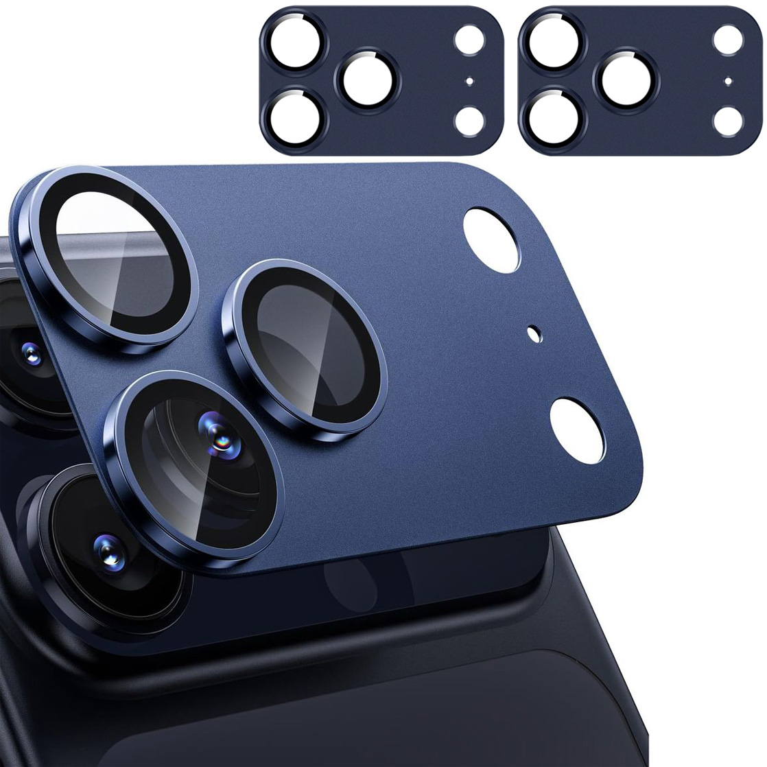 2x CamRing Alu | Szkło na Aparat Nakładka | Niebieskie do Apple iPhone 17 Pro Max