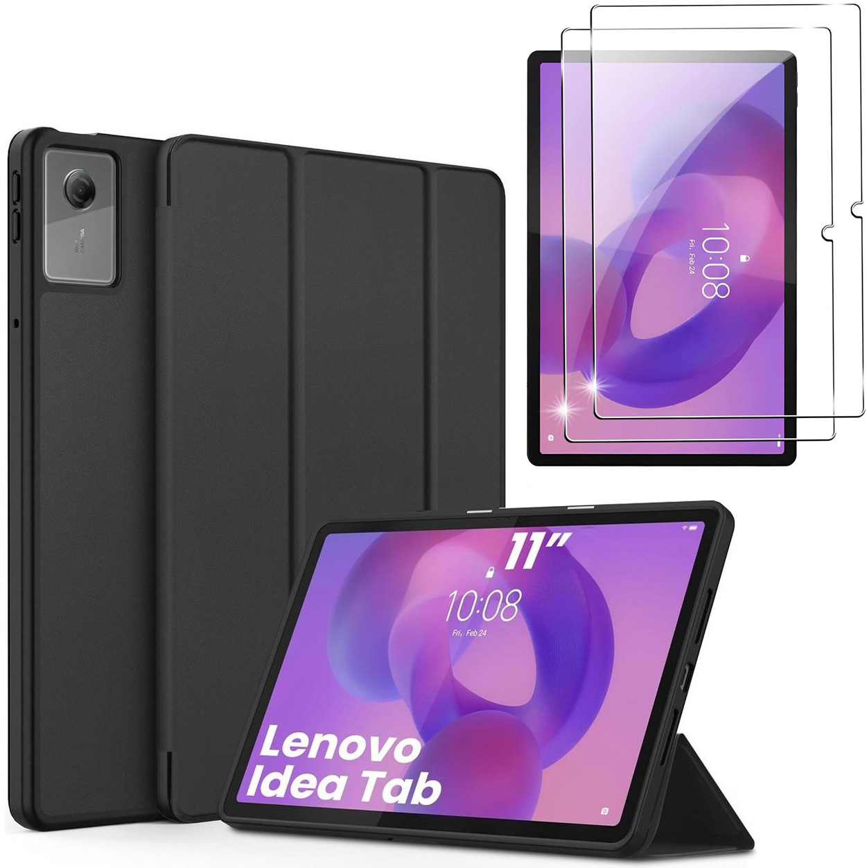 Zamykane Etui Smart Case | Black + 2x SZKŁO do Lenovo IdeaTab 11&#8243;
