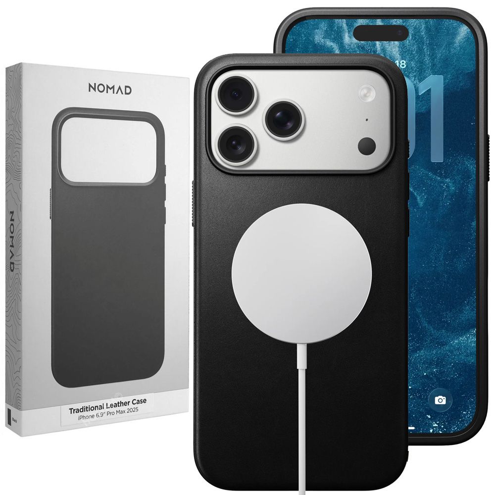Etui Skóra Naturalna NOMAD MagSafe Leather Case | Black do Apple iPhone 17 Pro Max