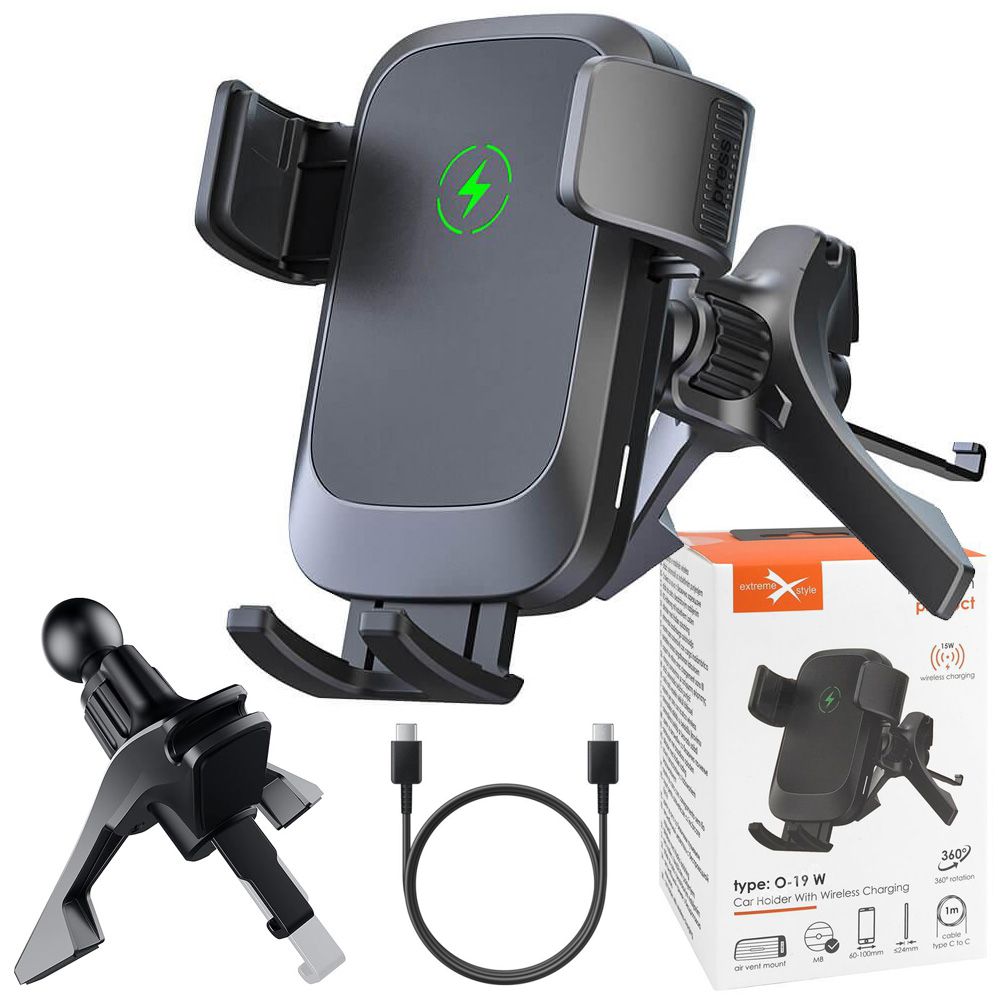 Uchwyt z Ładowaniem Indukcyjnym do Kratki Nawiewu | 15W USB-C z Podpórką