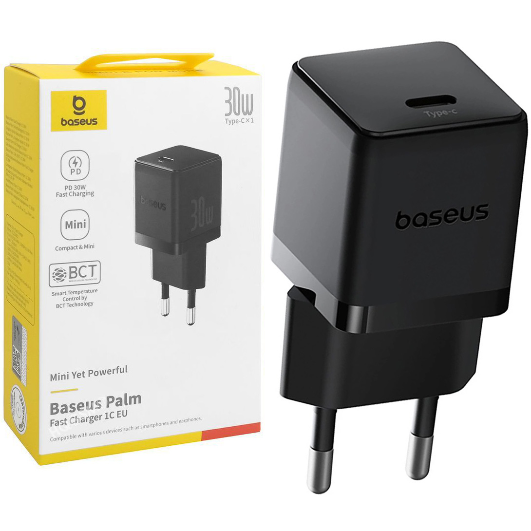 Baseus | Mini Ładowarka Sieciowa USB-C | 30W | Czarna