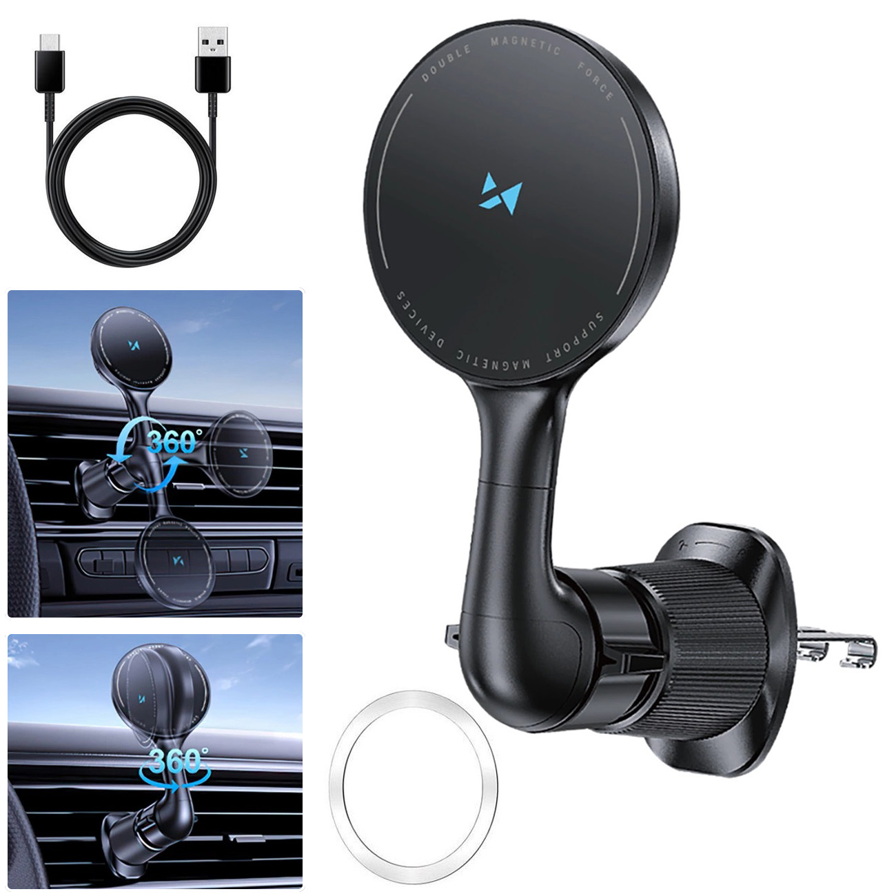 Wozinsky | Zaciągany Magnetyczny Uchwyt Ładujący MagSafe 15W z Obrotowym Ramieniem | do Kratki