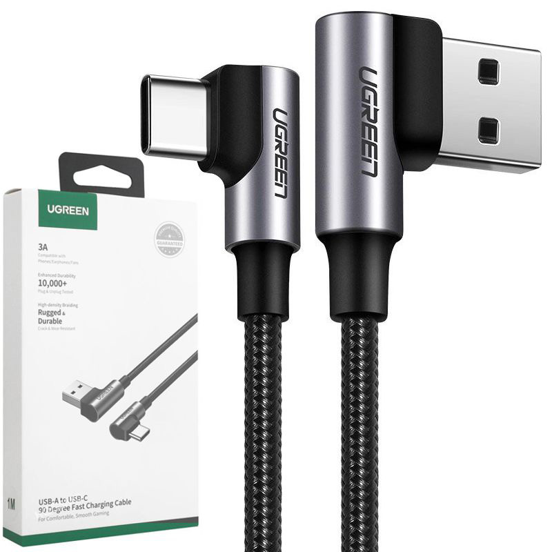 Ugreen | Kabel USB USB-C Kątowy Aluminiowy 3A | 100cm 1m