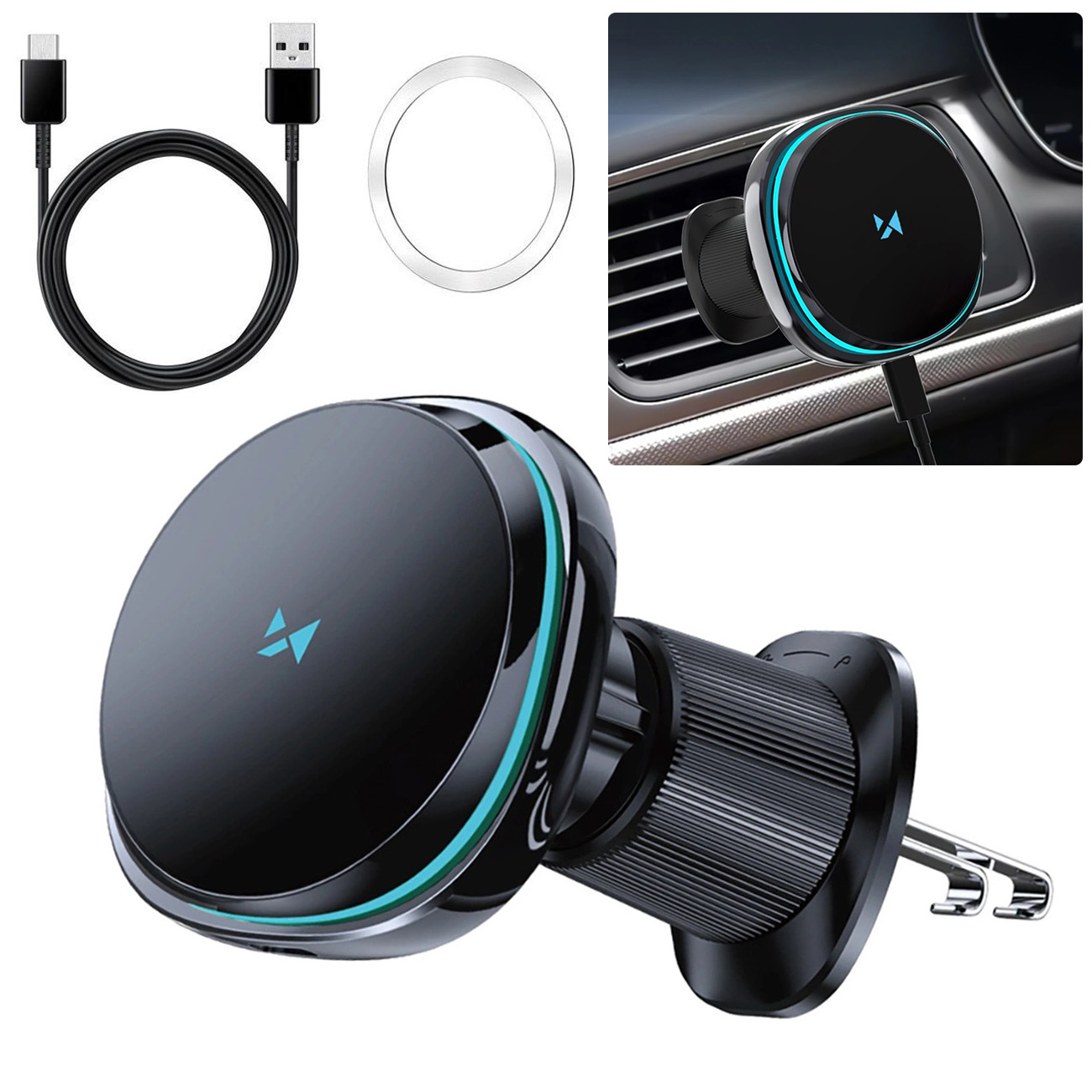 Wozinsky | Zaciągany Magnetyczny Uchwyt Ładujący MagSafe 15W z Wentylatorem | do Kratki