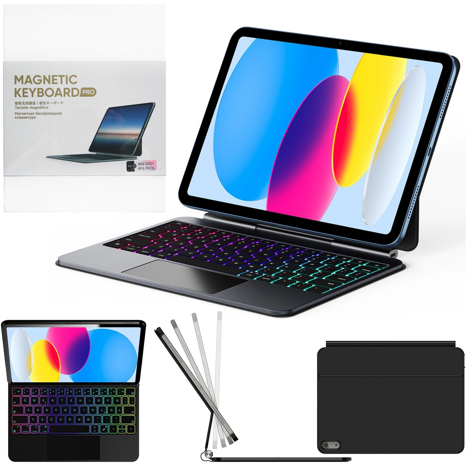 Dux Ducis Magic Keyboard PRO | Etui Klawiatura z Podświetleniem | Czarna do Apple iPad 11 A16 2025